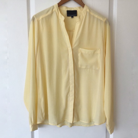 Cynthia Rowley Yellow & White Polka Dot Blouse, M - Picture 5 of 15
